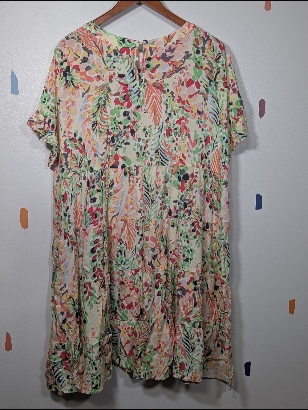 Floral Tiered Babydoll Dress in Pastel Multi Size 1X - Picture 6 of 6